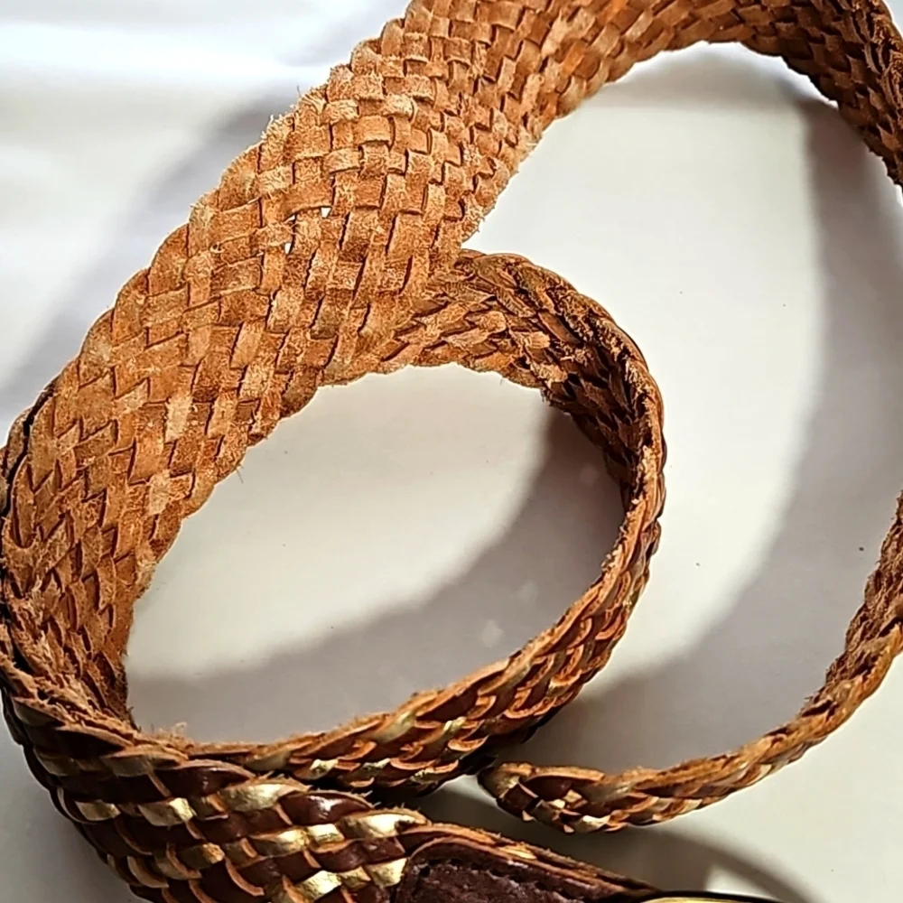 American Eagle Outfitters Women's Boho Braided Genuine Leather Belt Size S/M